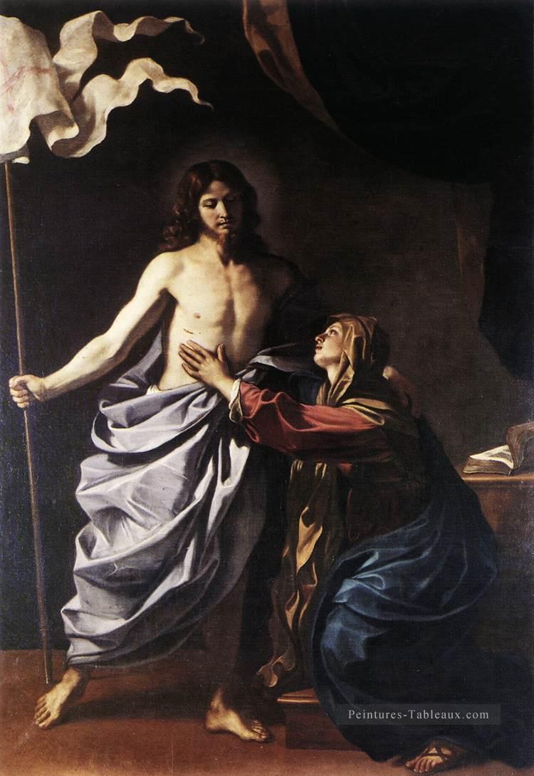 Le Christ Ressuscité Apparaît à la Vierge Baroque Guercino Peintures à l'huile